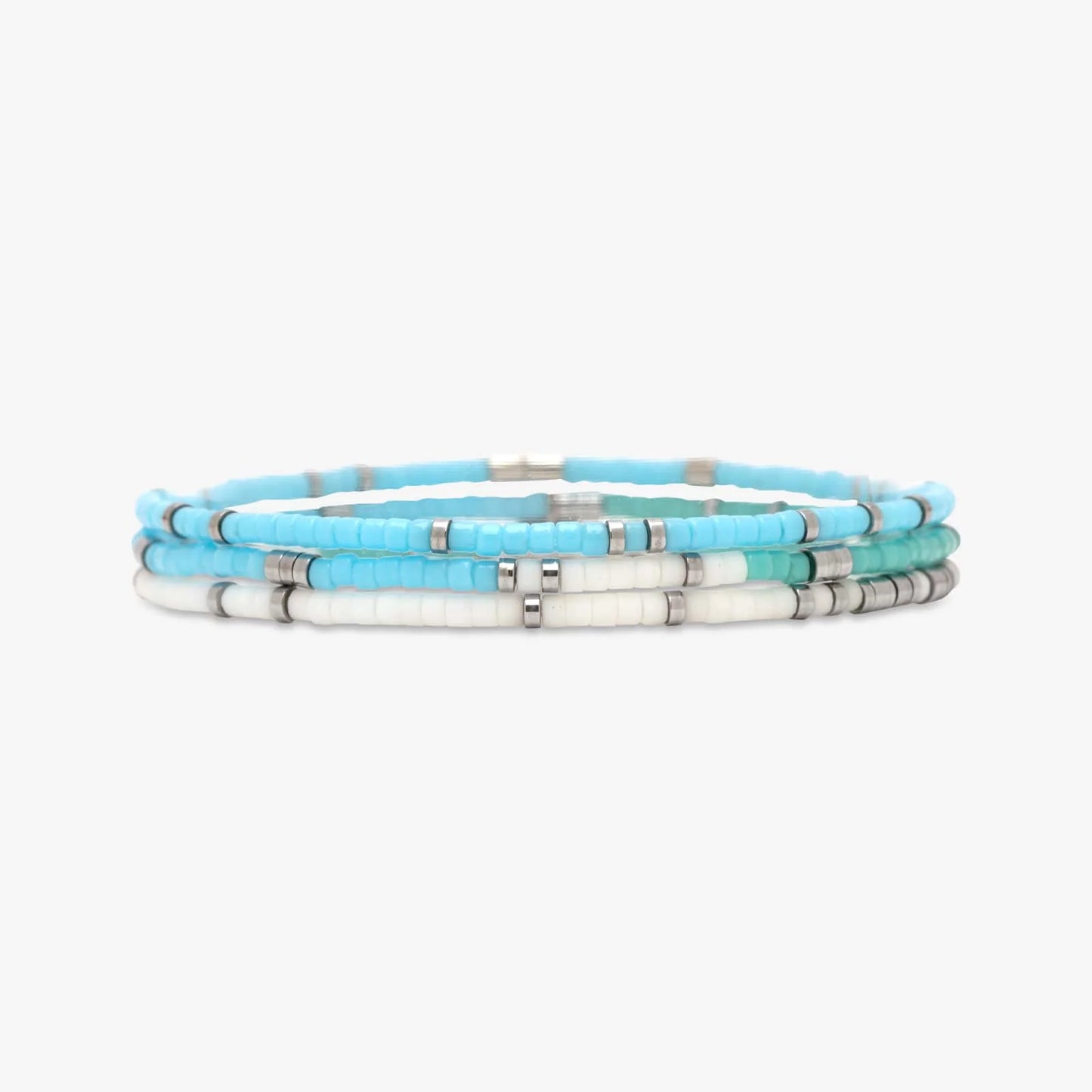 Mixed Seed Bead Stretch Bracelet Set Of 3