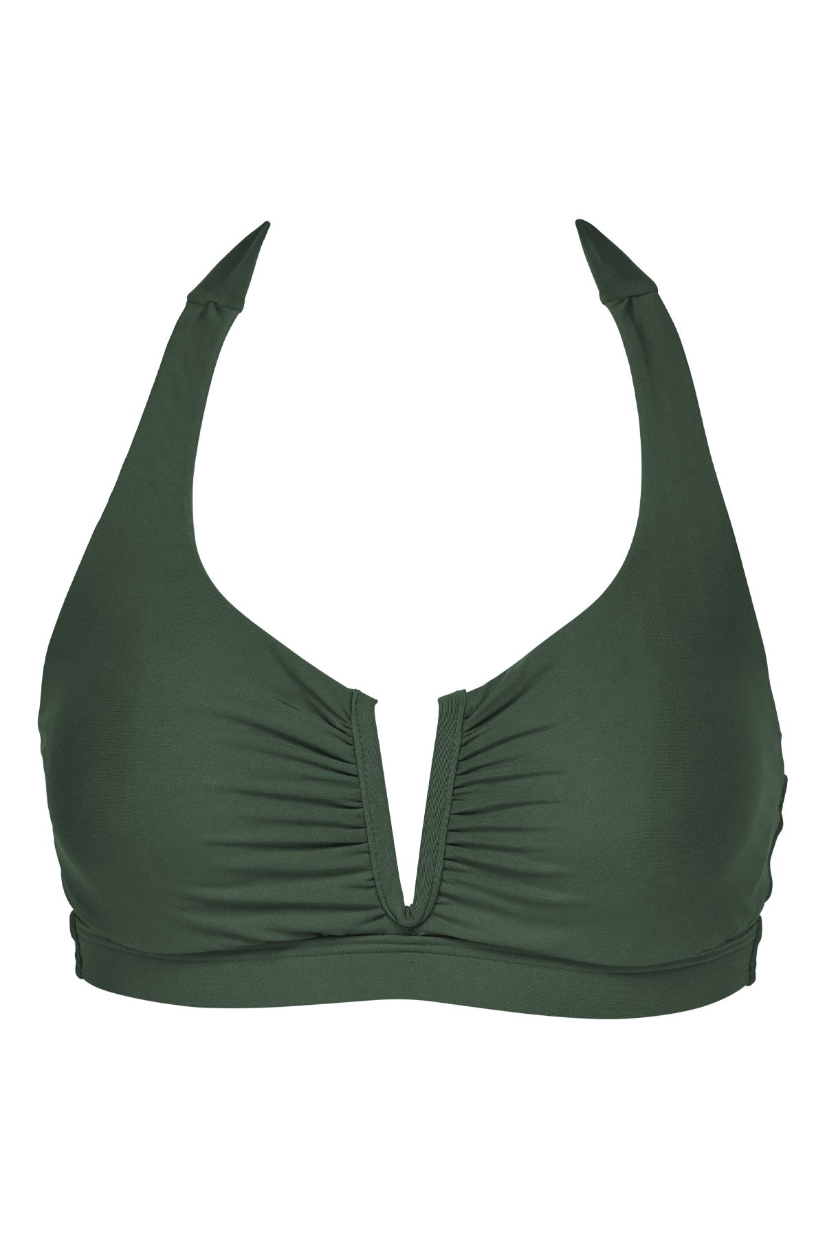 Vienna V-wire bikini top in Island Green — float view, Sunsets
