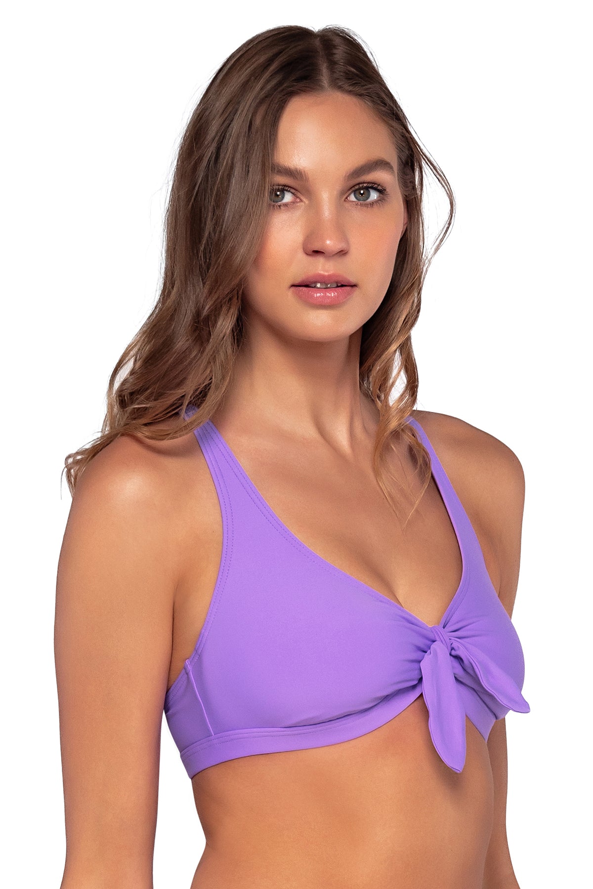 Brandi bralette bikini top in Passion Flower — relaxed view 4, Sunsets