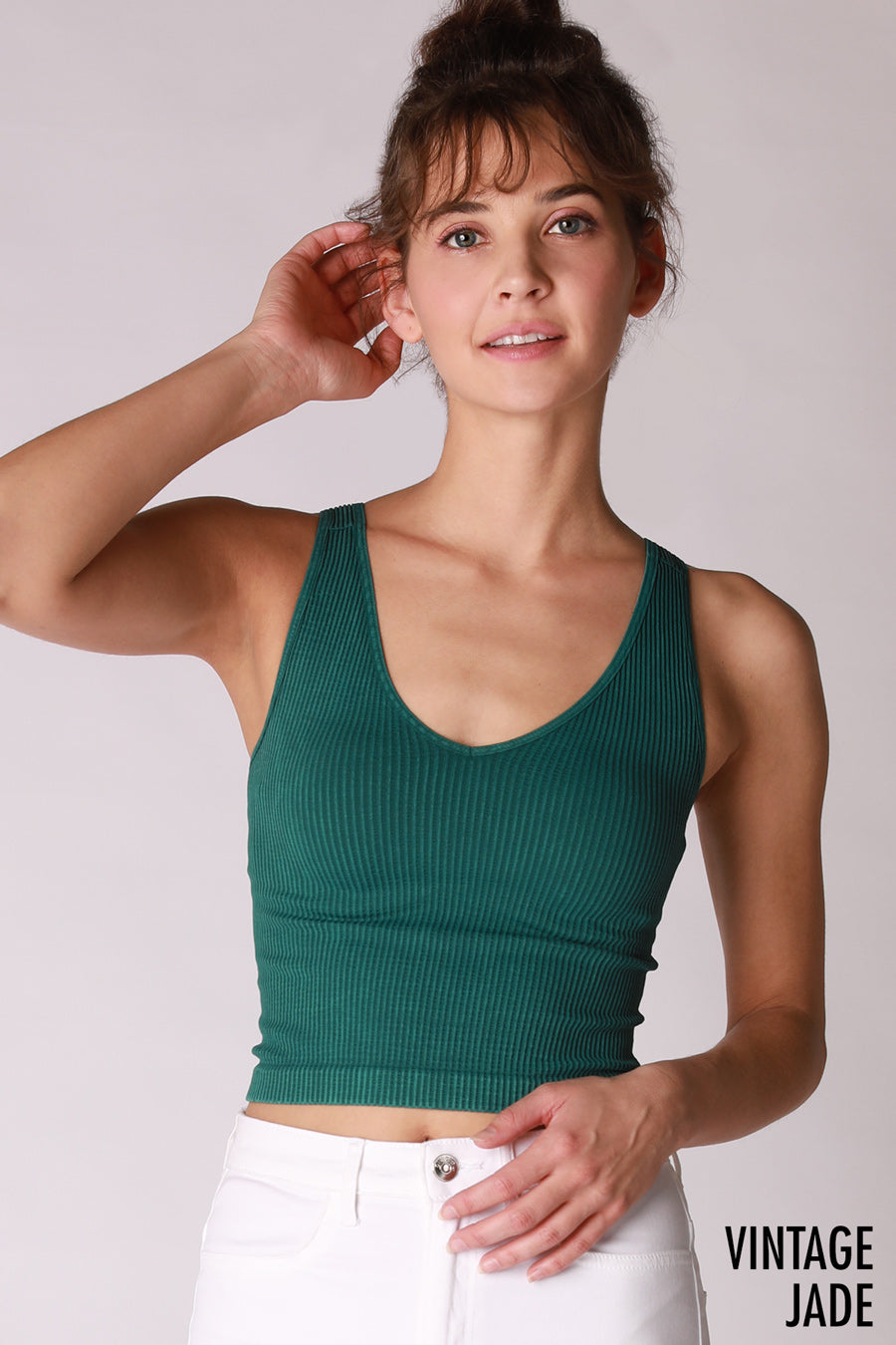Vintage V-Neck Crop Top