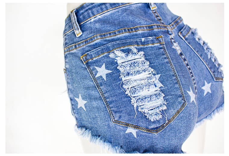 American Flag Fringed Denim Shorts