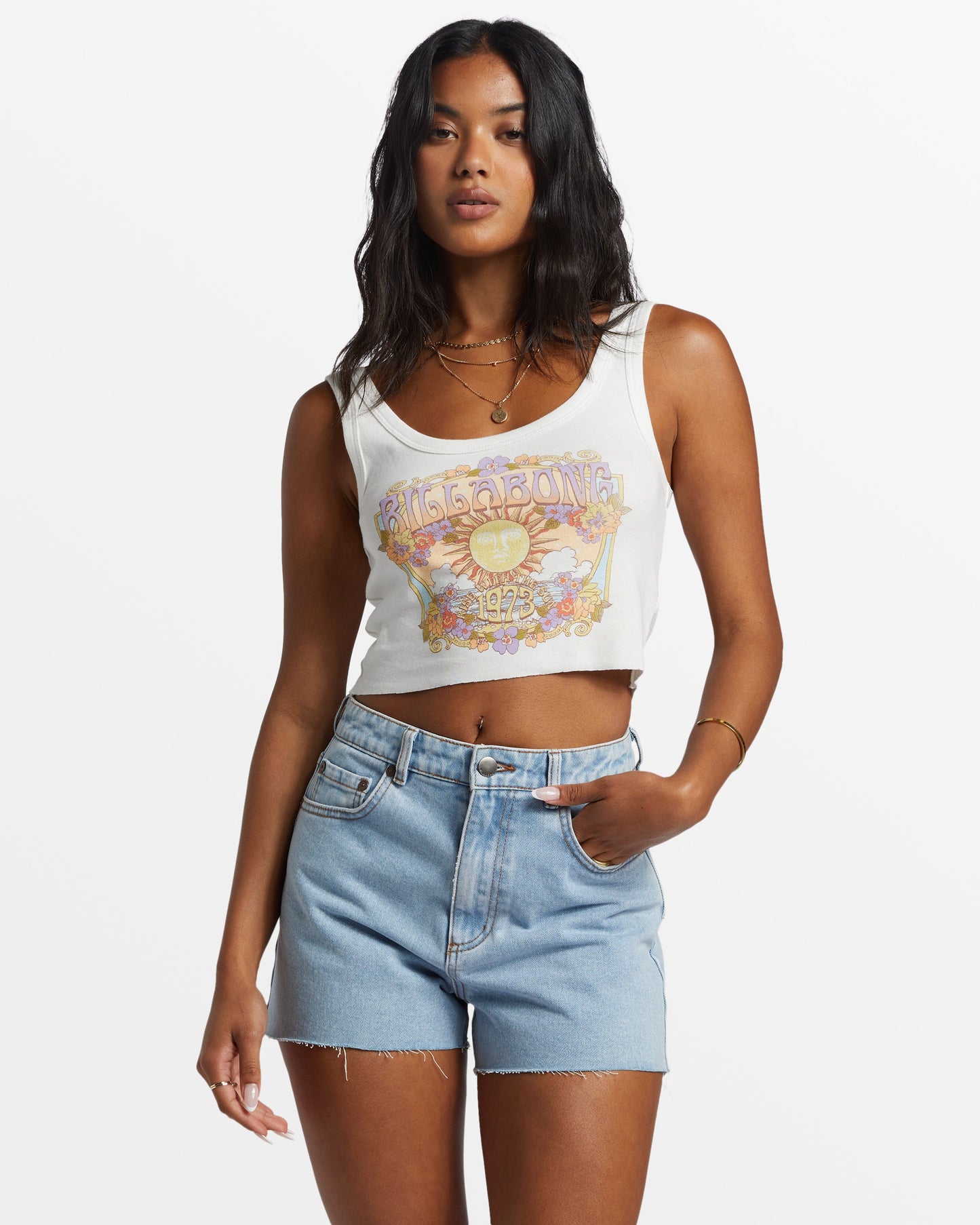 High Tides denim shorts in Soft Indigo — front view, Billabong