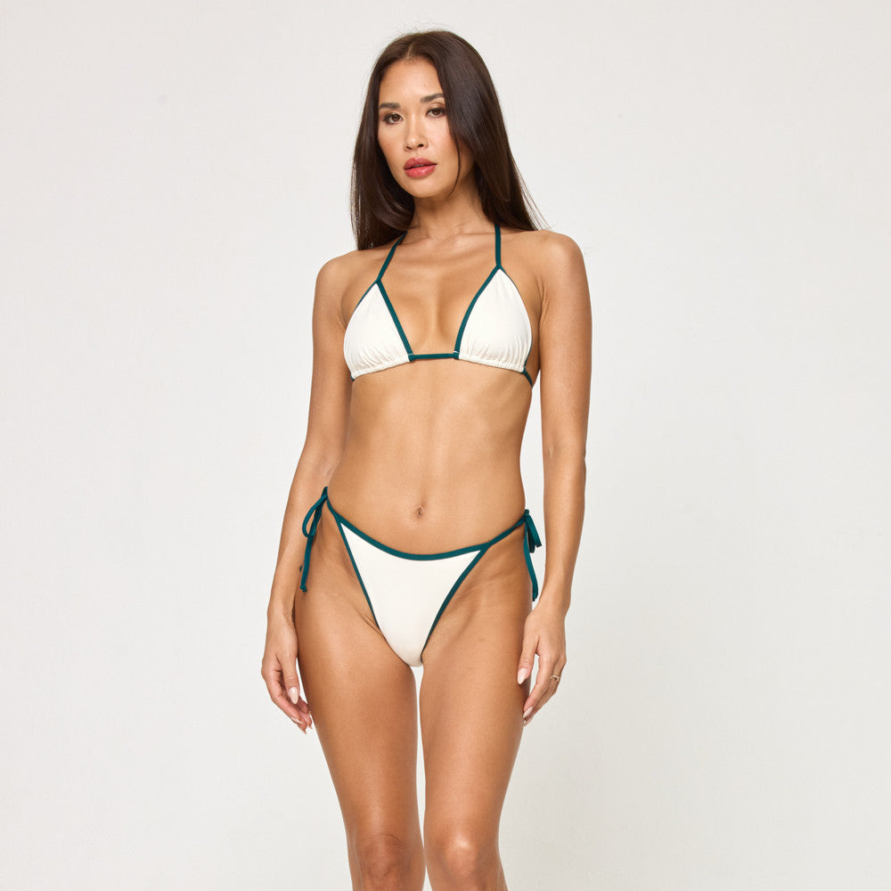 Aspen triangle bikini top in Cream/Deep Teal — view 5, L*Space