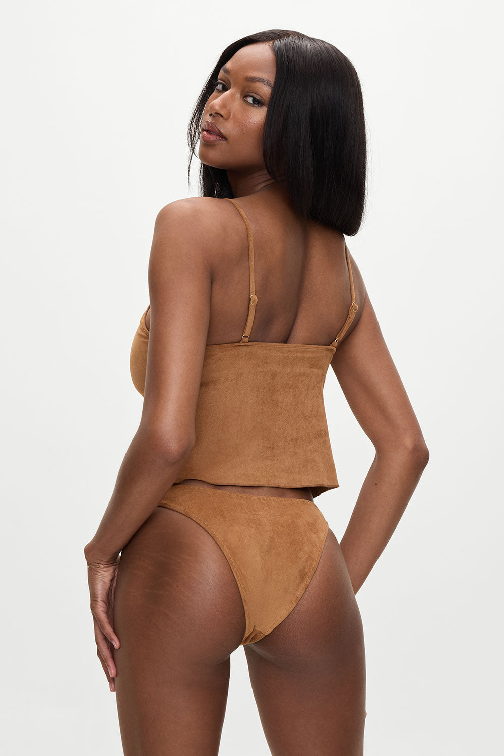 Bella Hadid x Frankies Lucy Suede Tankini Bikini Top