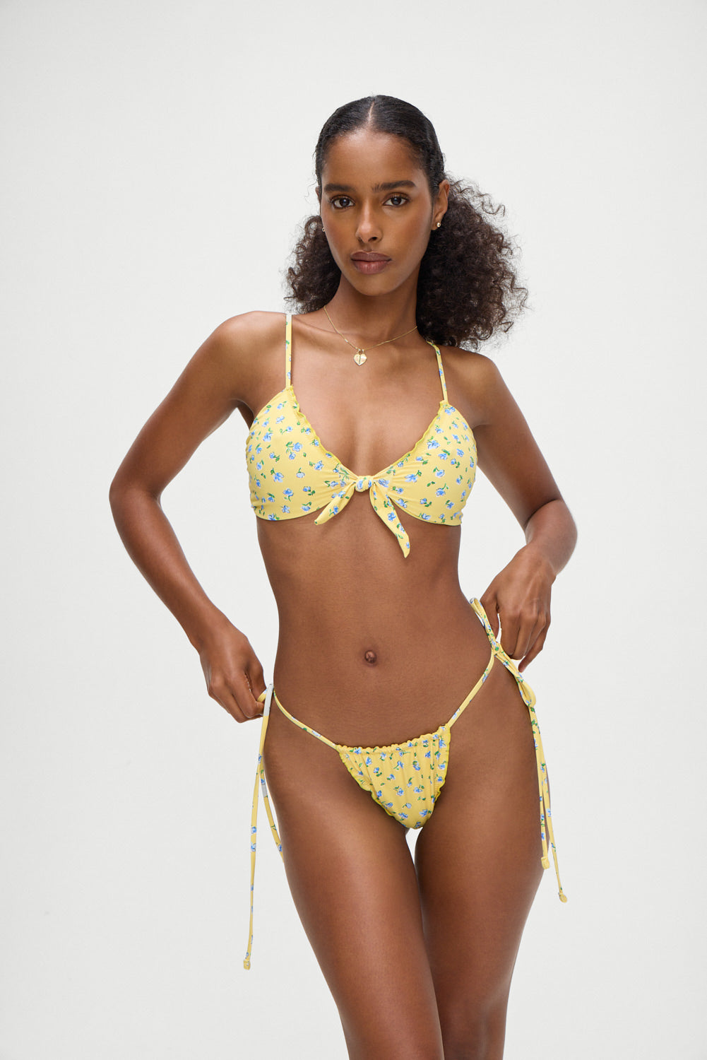 Tidal skimpy bikini bottom in Sky Blossom — set front view, Frankies Bikinis