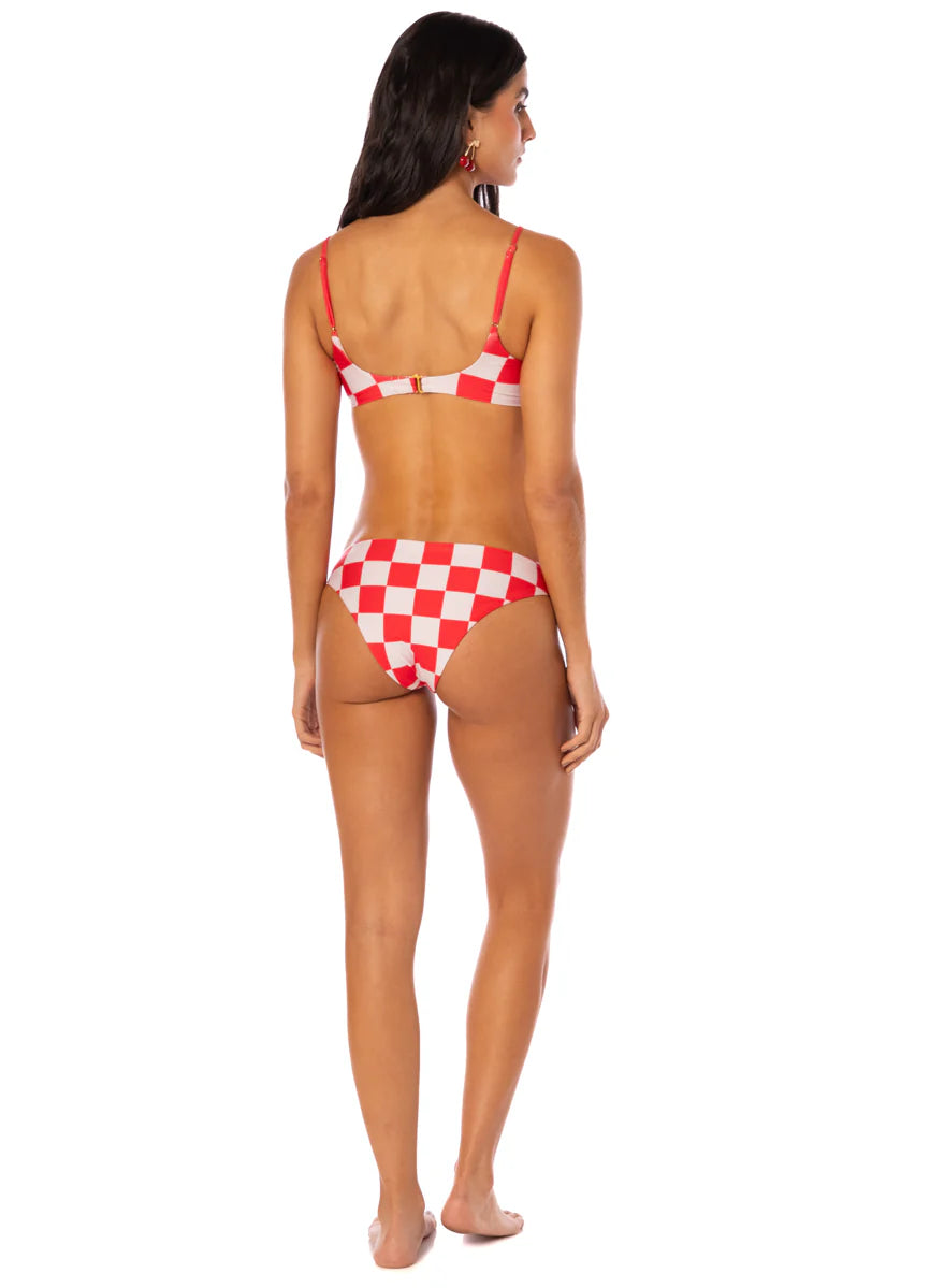 Cherry Checker Flirt Low Rise Thin Side Bikini Bottom