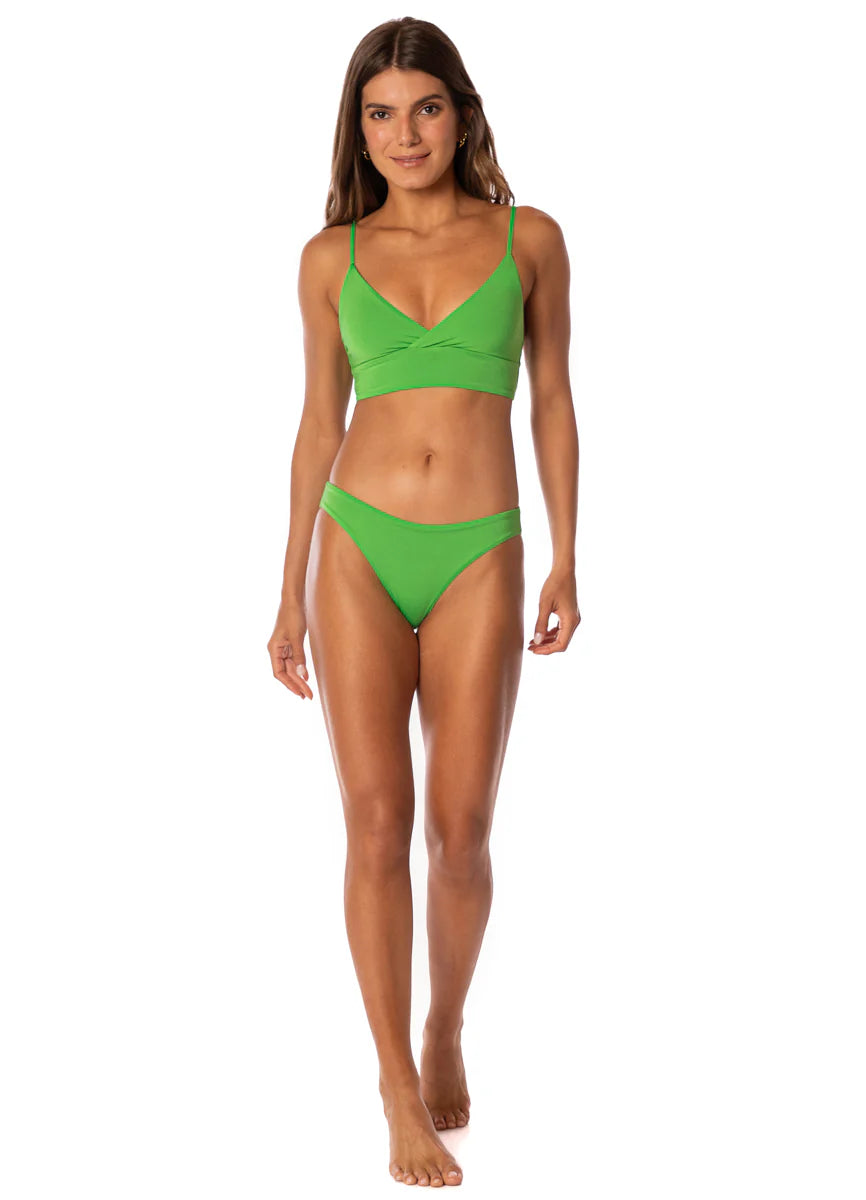 Emerald Brocade Criss Cross Triangle Bikini Top
