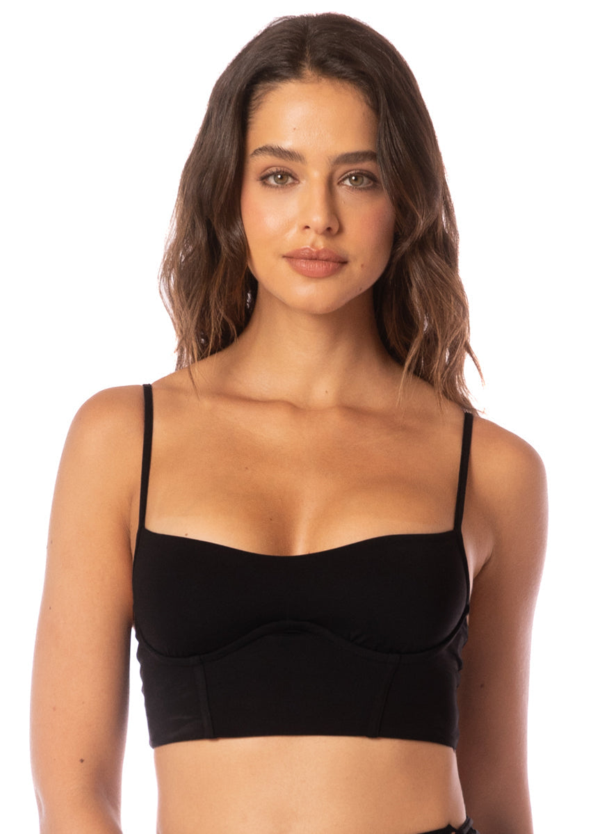 Midnight Shadow Twinkly Underwire Bustier Bikini Top