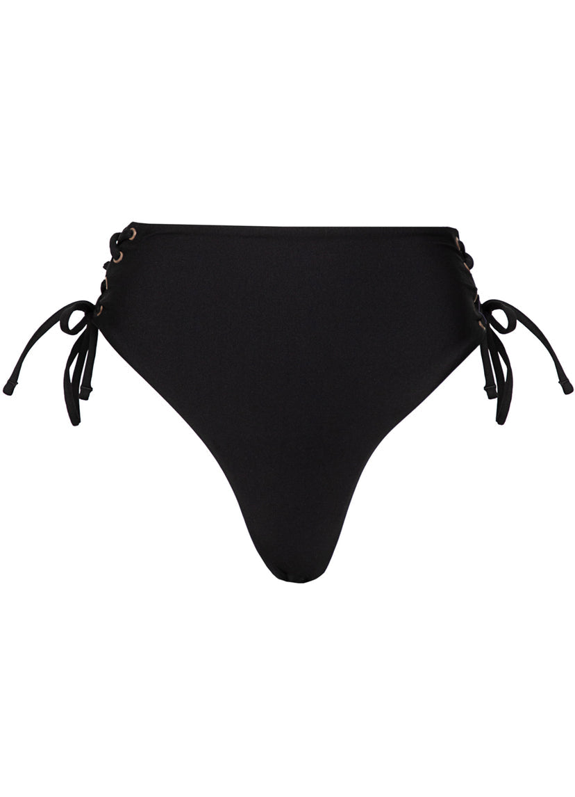 Midnight Shadow Oasis High Rise Lace Up Bikini Bottom