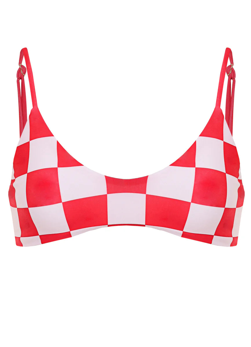 Cherry Checker Liberties Classic Bralette Bikini Top
