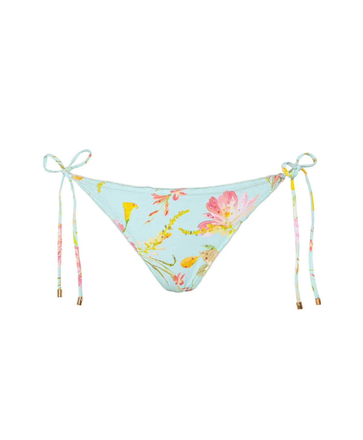 Petal Embroidered Lettuce Edge Tie Side Bikini Bottom