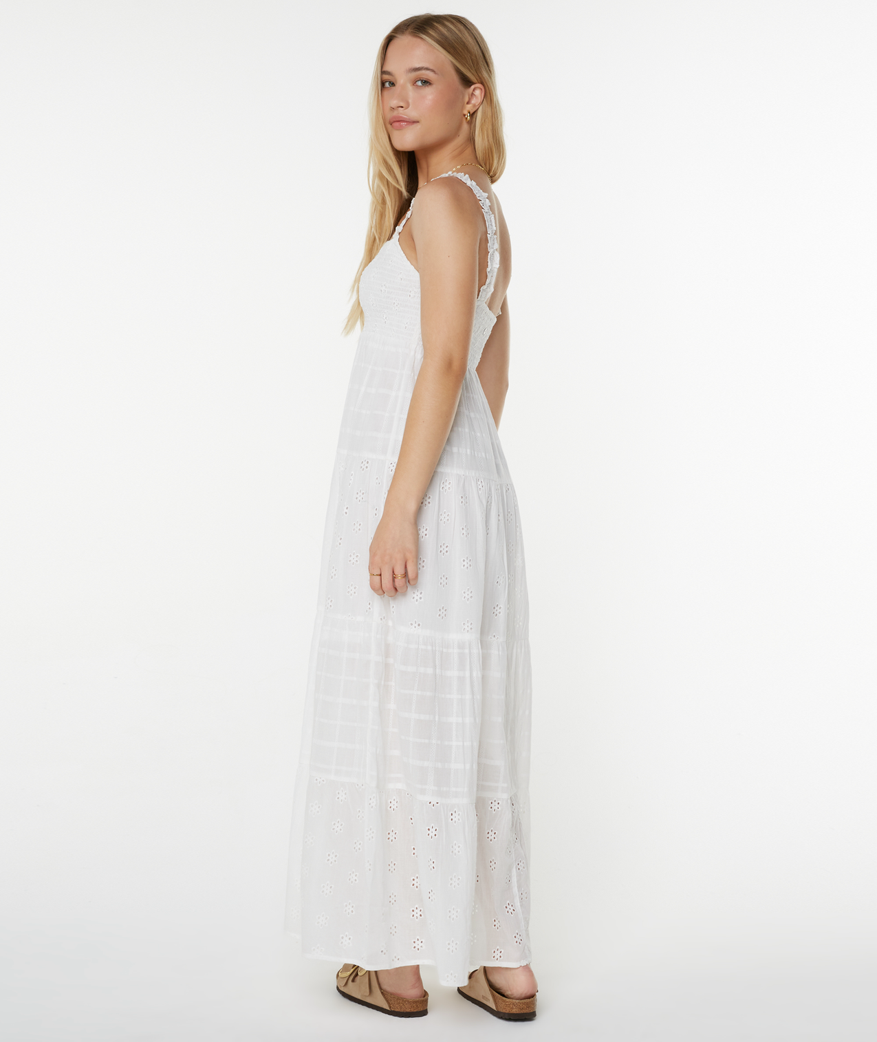 Lily Bloom Eyelet Ruffle Maxi Dress