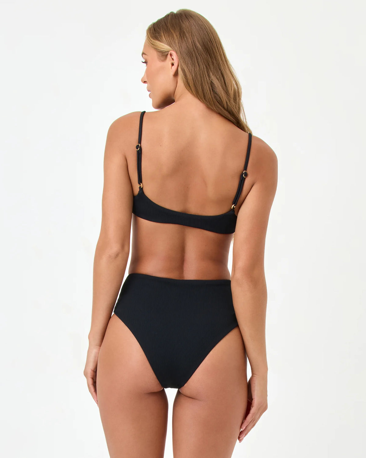 Soleil classic high-waist cheeky bikini bottom in black by L*Space