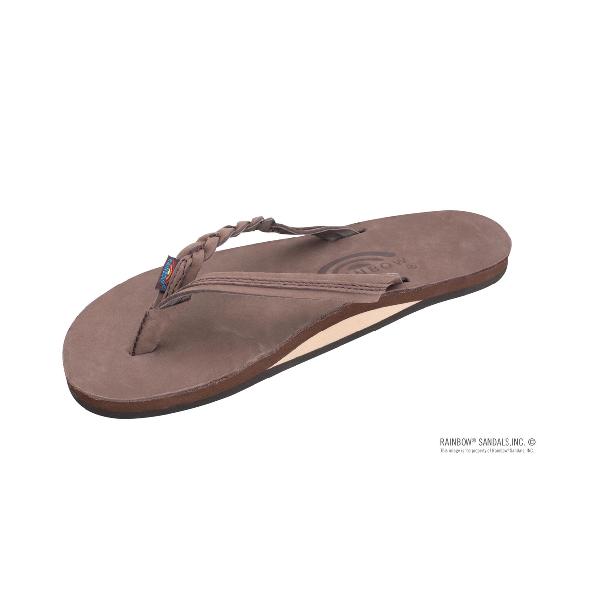 Flirty Braidy single layer narrow strap braided leather sandal by Rainbow Sandals — lifestyle shot