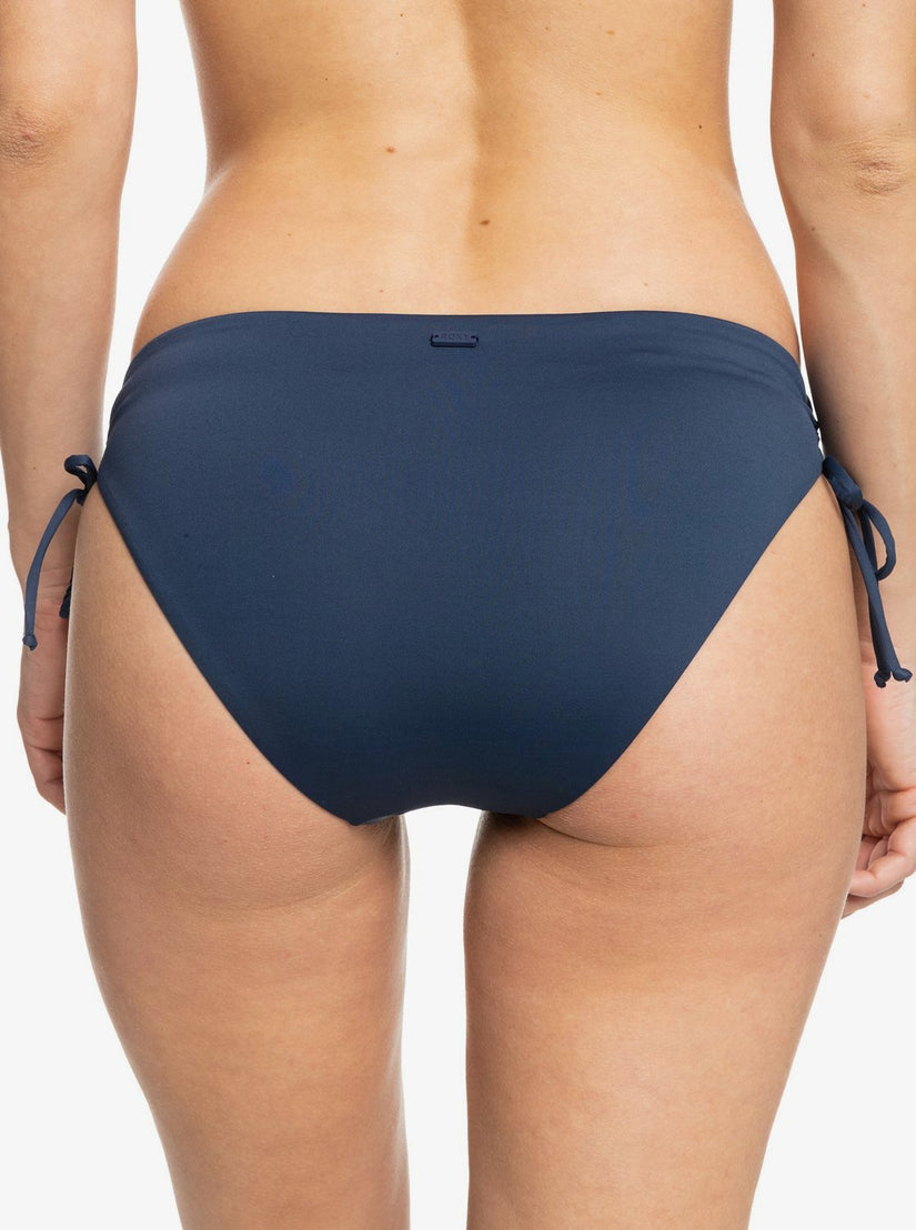 Solid Beach Classics hipster lace-up bikini bottom in Aqua Bliss — back view, Roxy