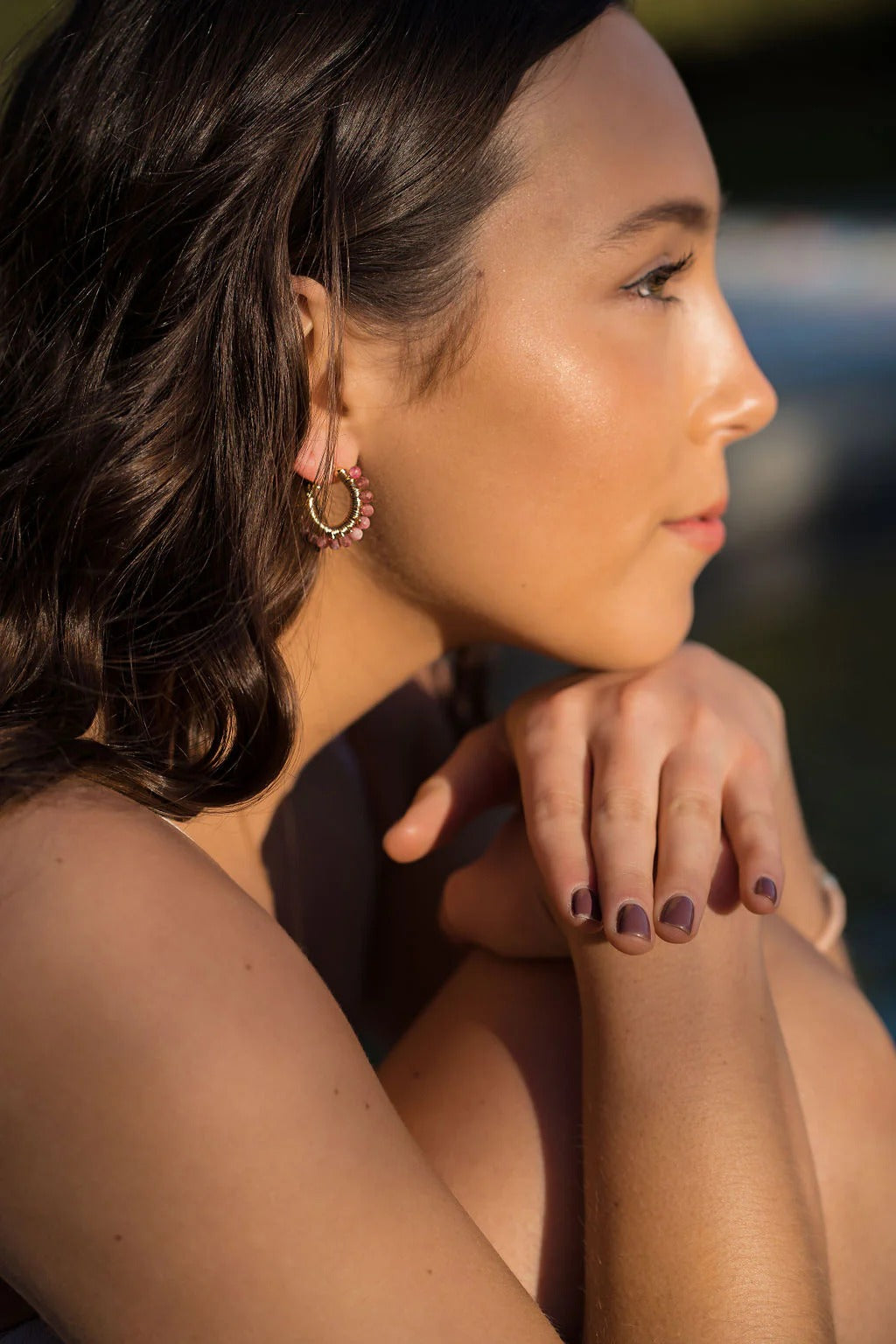 Pismo Mini Hoop Salty Stone Earrings