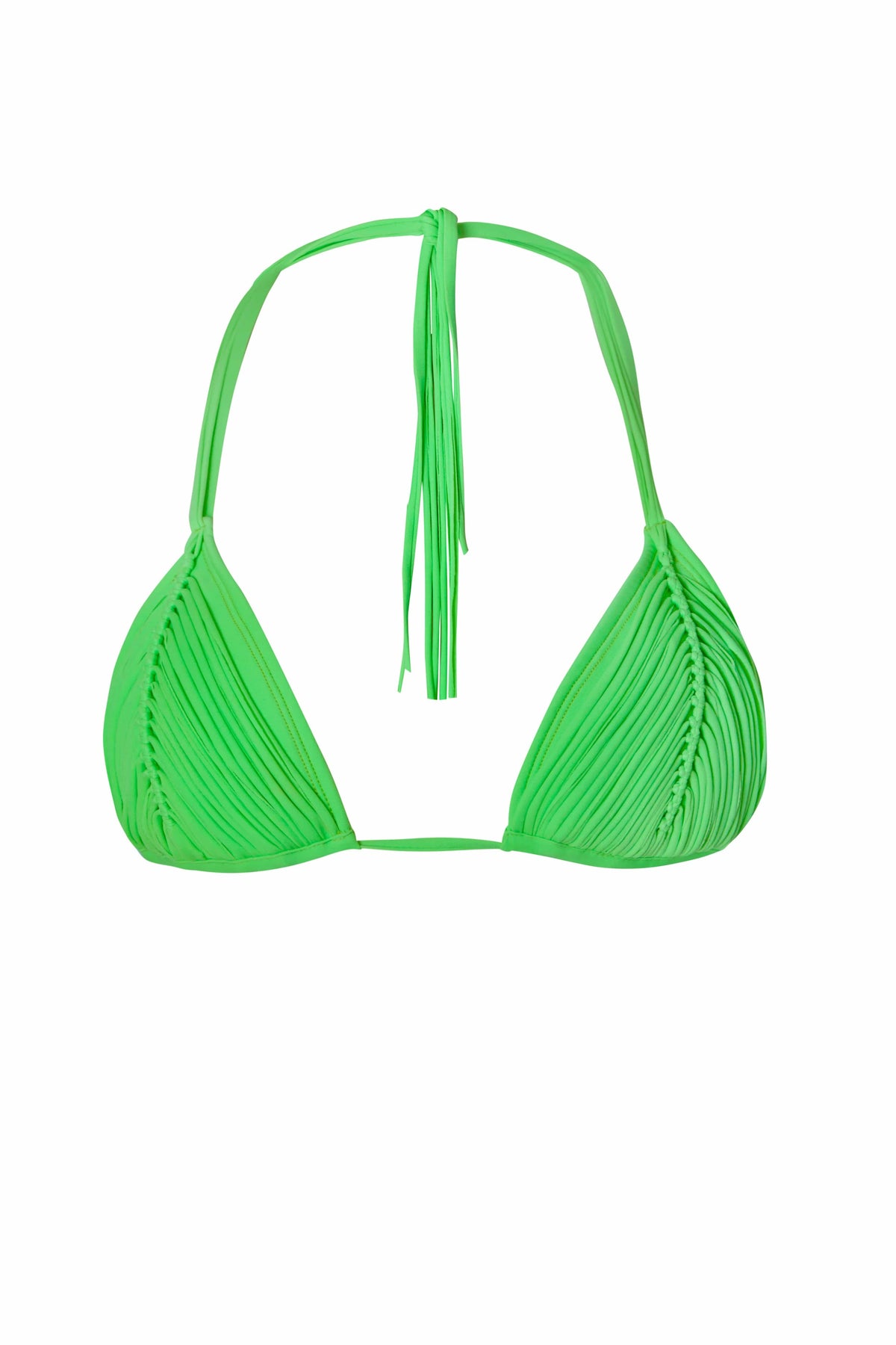 Isla macrame triangle bikini top in Kelly Green — alternate view 3, PQ Swim