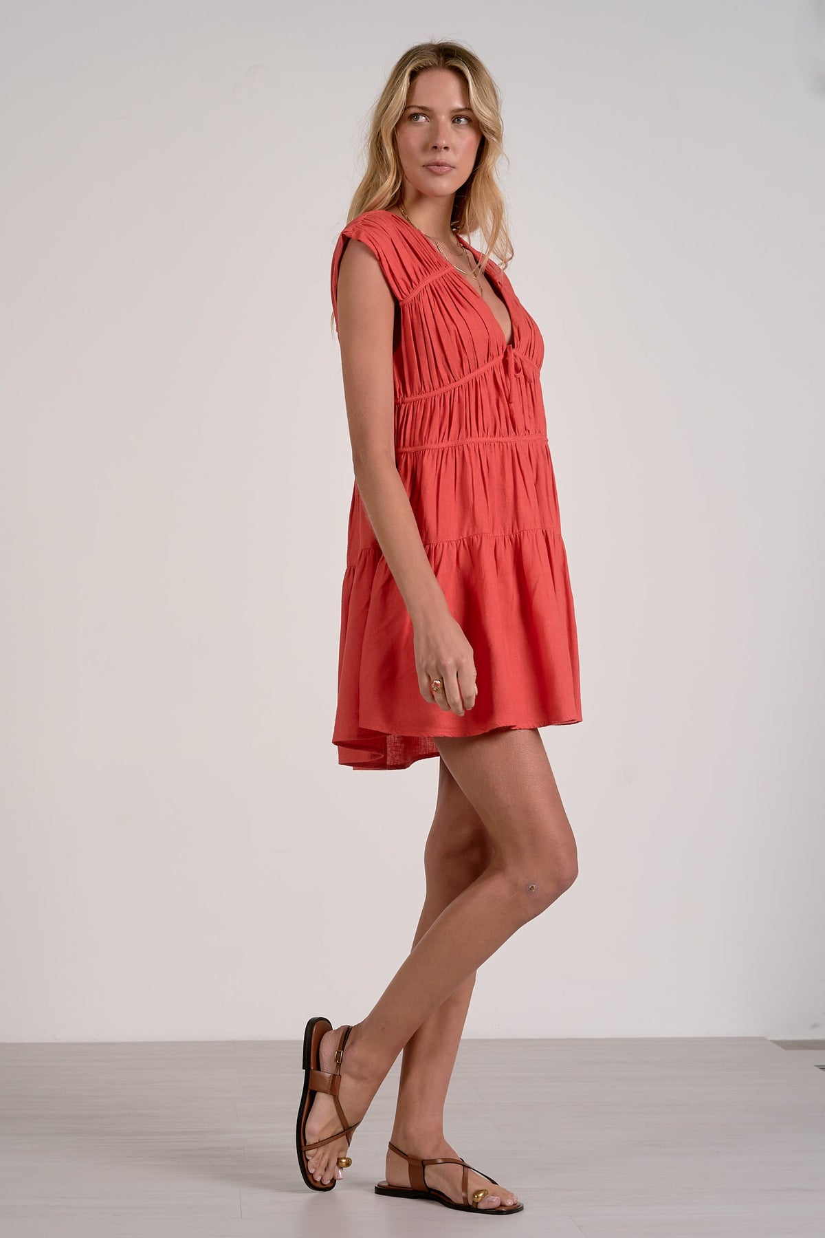 Tiered Cap Sleeve Mini Dress