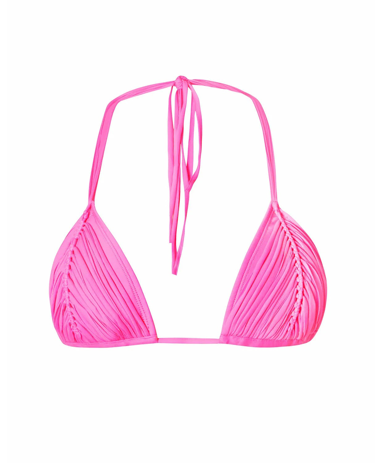 Isla macrame triangle bikini top in Vivid Pink — alternate view, PQ Swim