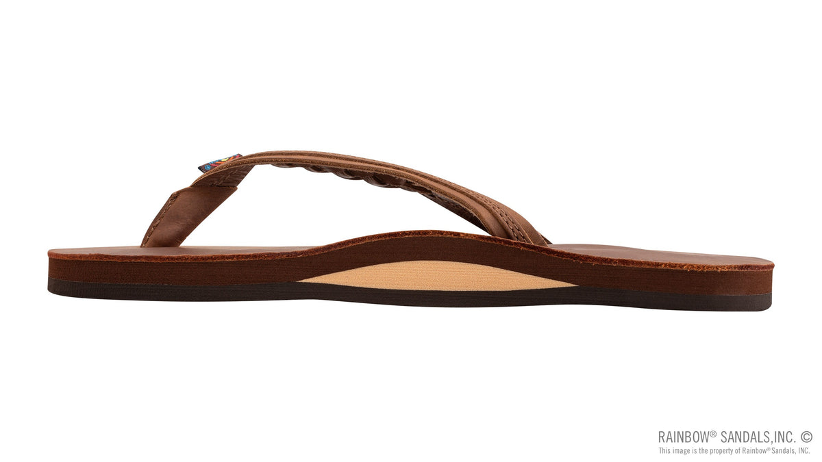 Flirty Braidy braided leather sandal in Redwood — view 2, Rainbow Sandals