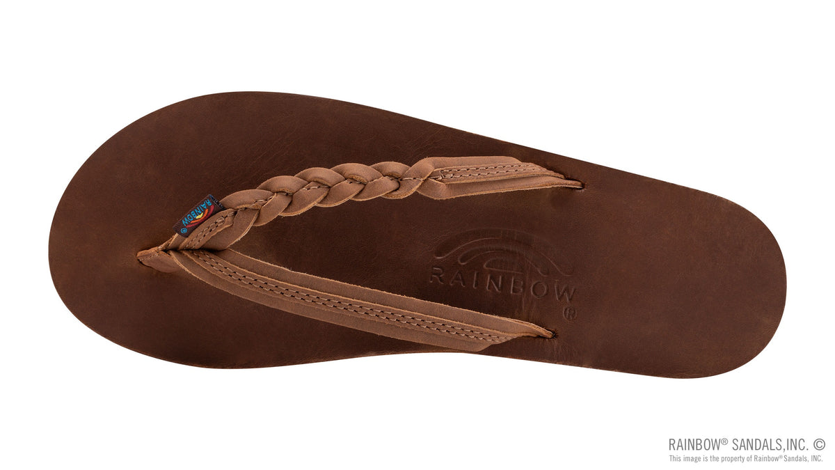 Flirty Braidy braided leather sandal in Redwood — view 3, Rainbow Sandals