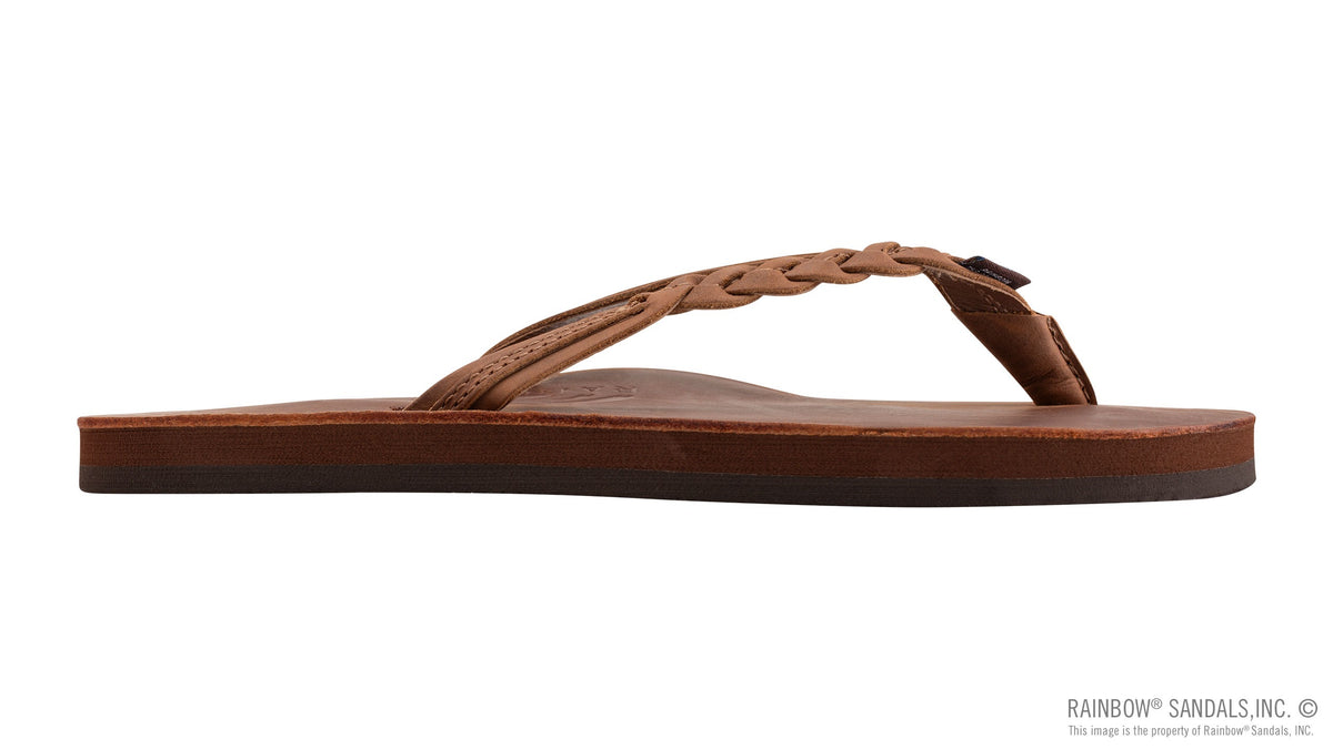 Flirty Braidy braided leather sandal in Redwood — view 4, Rainbow Sandals