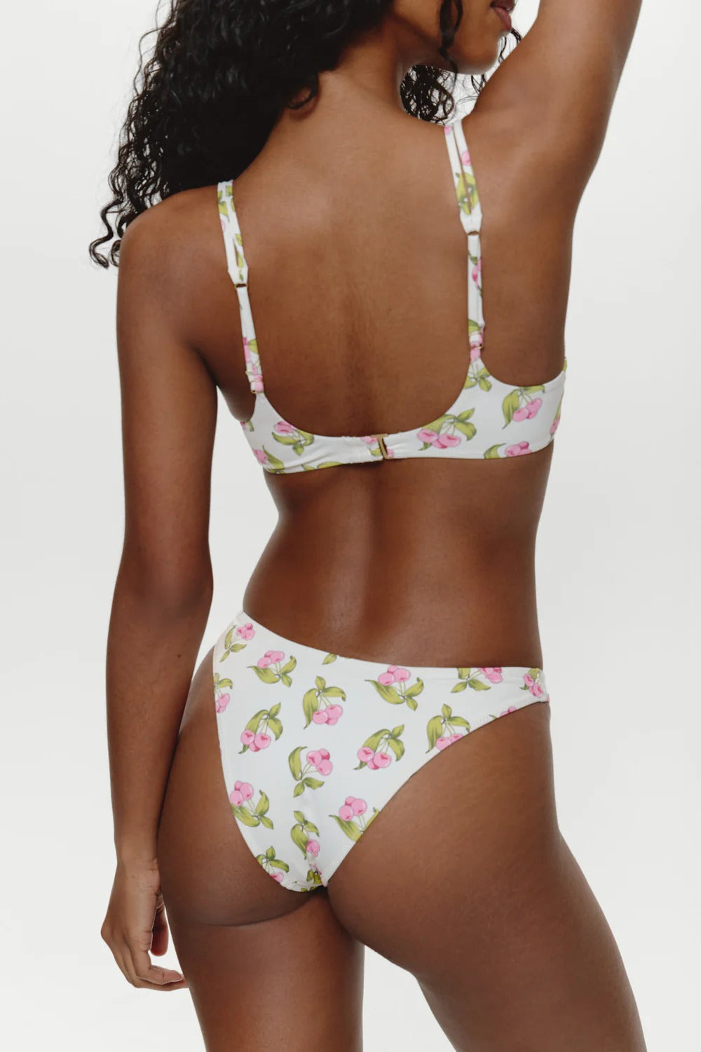 Dove high leg bikini bottom in Cherry Picked — top back view, Frankies Bikinis
