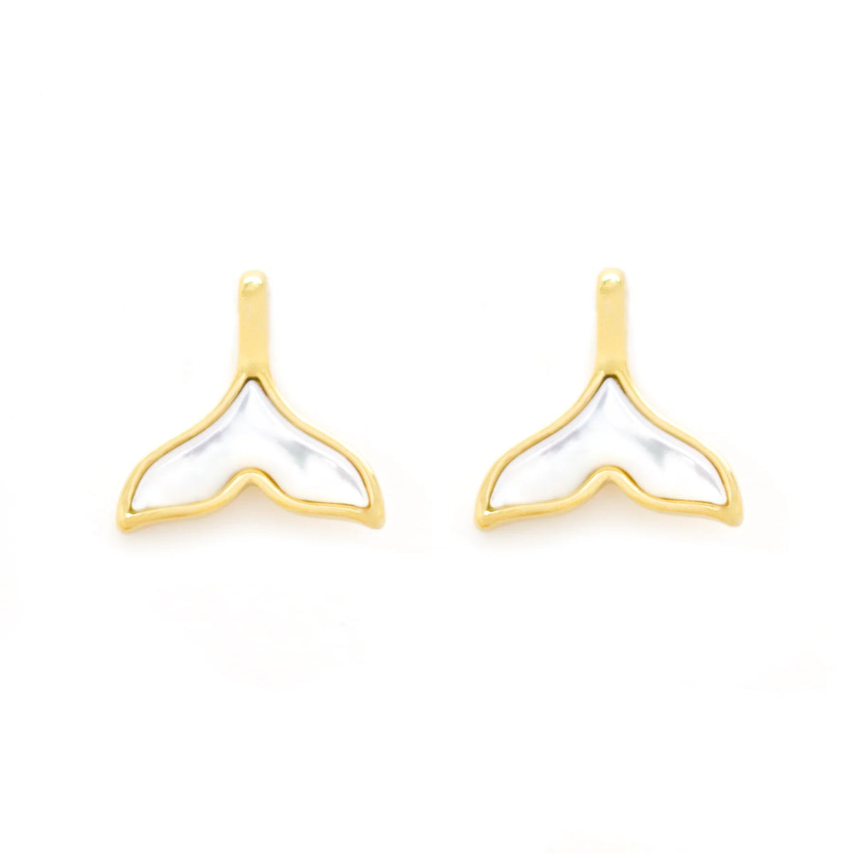 Mother Of Pearl Whale Tail Earrings