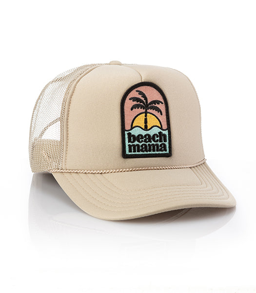 Beach Mama patch trucker hat by Local Beach — lifestyle view 2