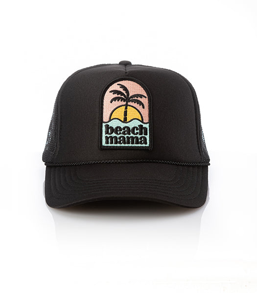 Beach Mama patch trucker hat by Local Beach — lifestyle view 3