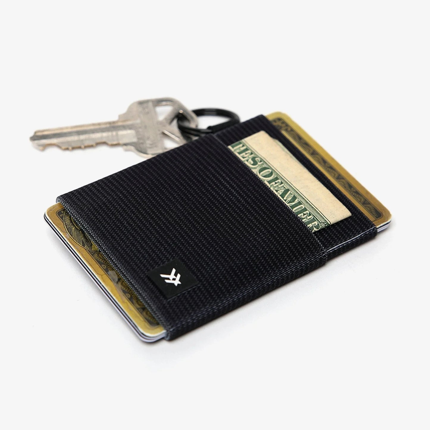 Thread elastic wallet in Black by Thread Wallets — back view