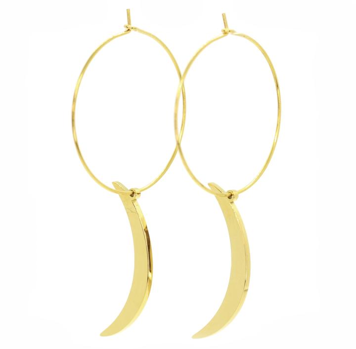 Crescent Moon Hoop Earrings The Bikini Shoppe