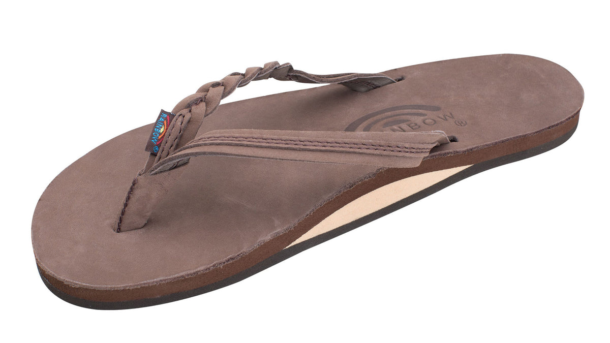 Flirty Braidy single layer narrow strap braided leather sandal by Rainbow Sandals — side view