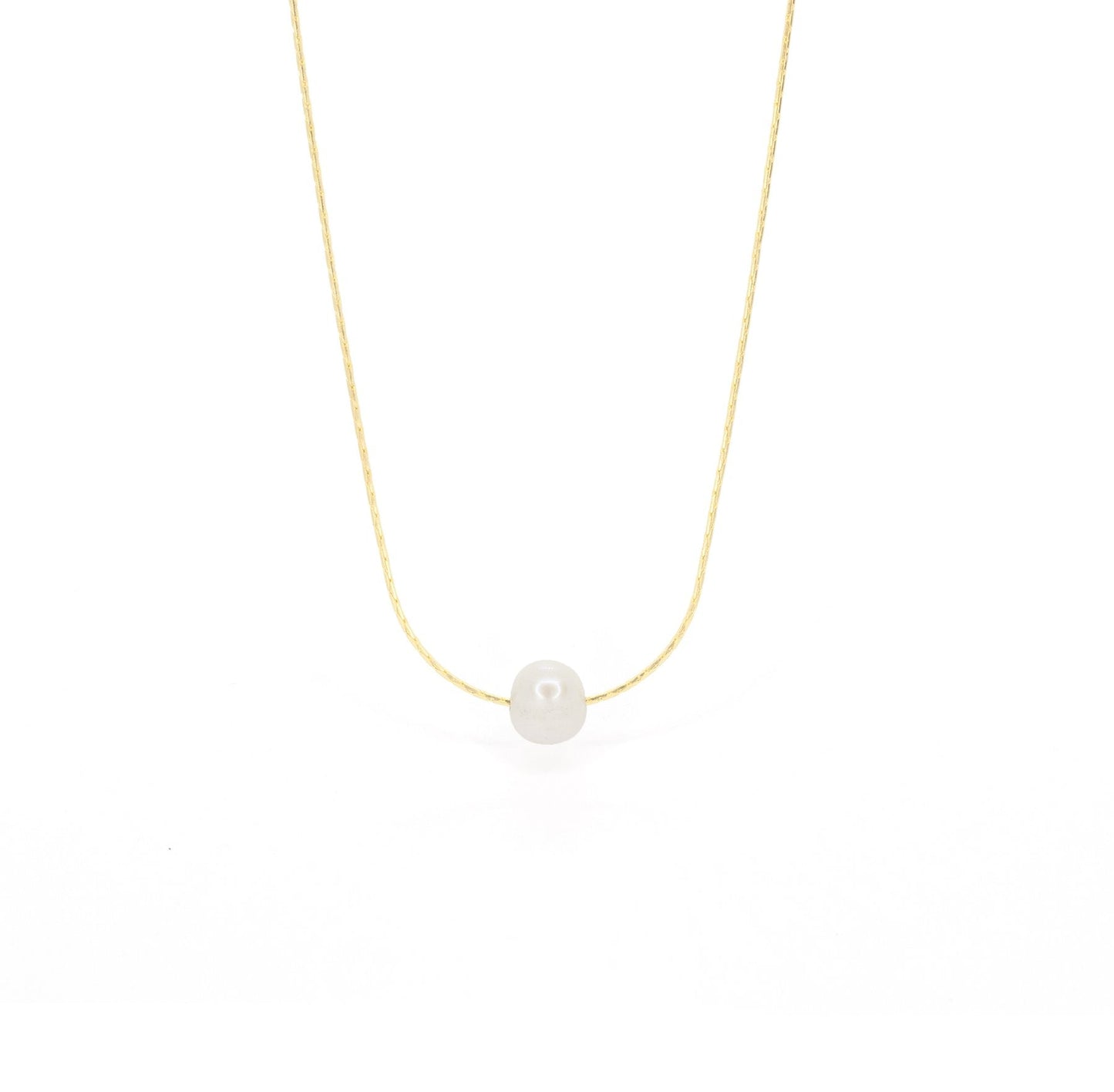 Freshwater pearl Salty Shells necklace by Salty Cali Jewelry — front view