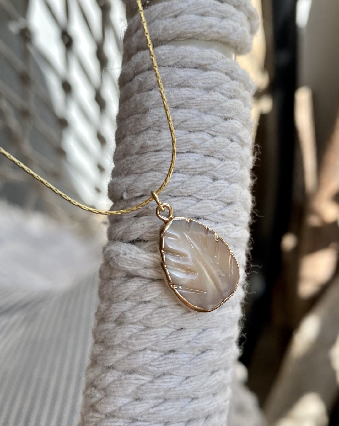 Mother Pearl Leaf Necklace - Salty Pendants The Bikini Shoppe