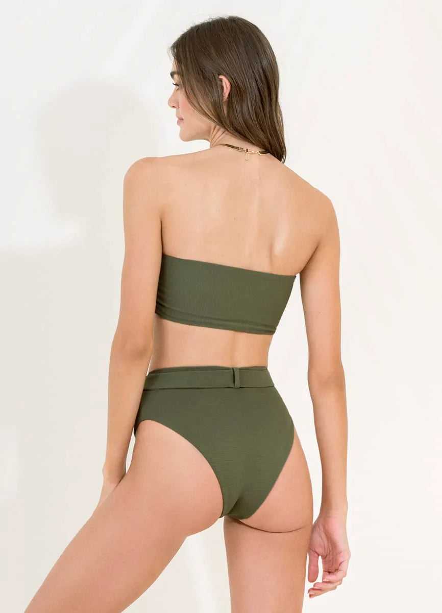 Pine Green Whitney High Rise Bikini Bottom The Bikini Shoppe