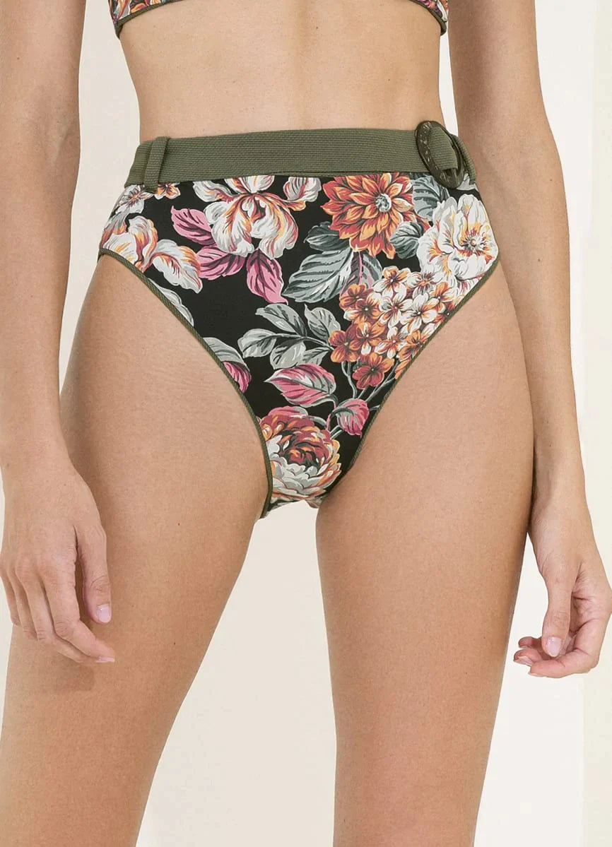 Pine Green Whitney High Rise Bikini Bottom The Bikini Shoppe