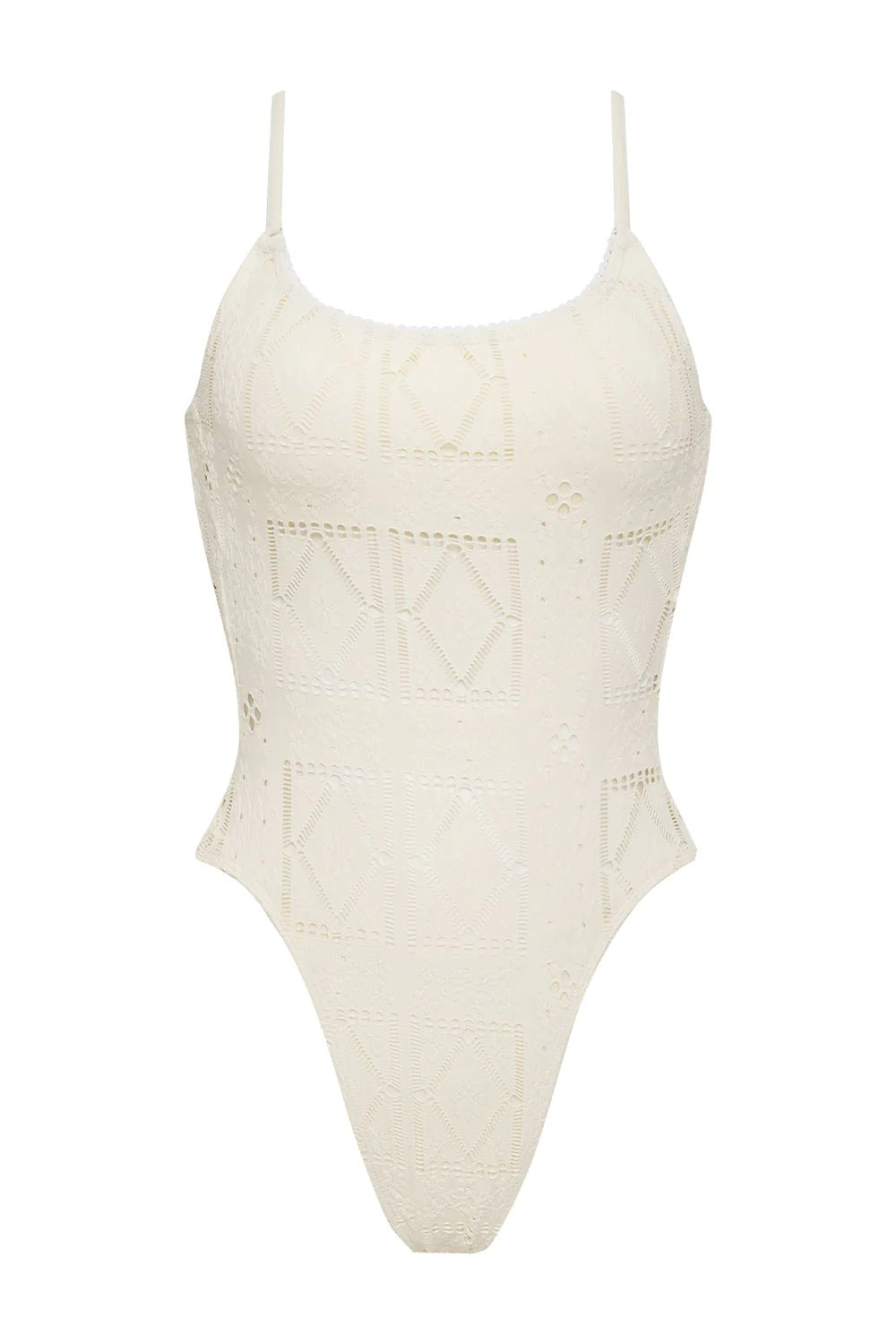 Juliet patchwork cheeky one-piece swimsuit in Angel Dust — view 3, Frankies Bikinis