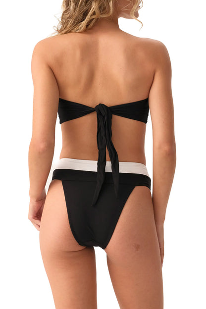 Jet Black Banded High Waist Bikini Bottom