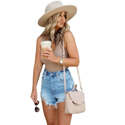 High Waist Distressed Daily Denim Short