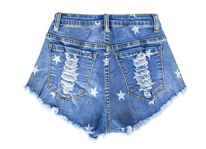 American Flag Fringed Denim Shorts