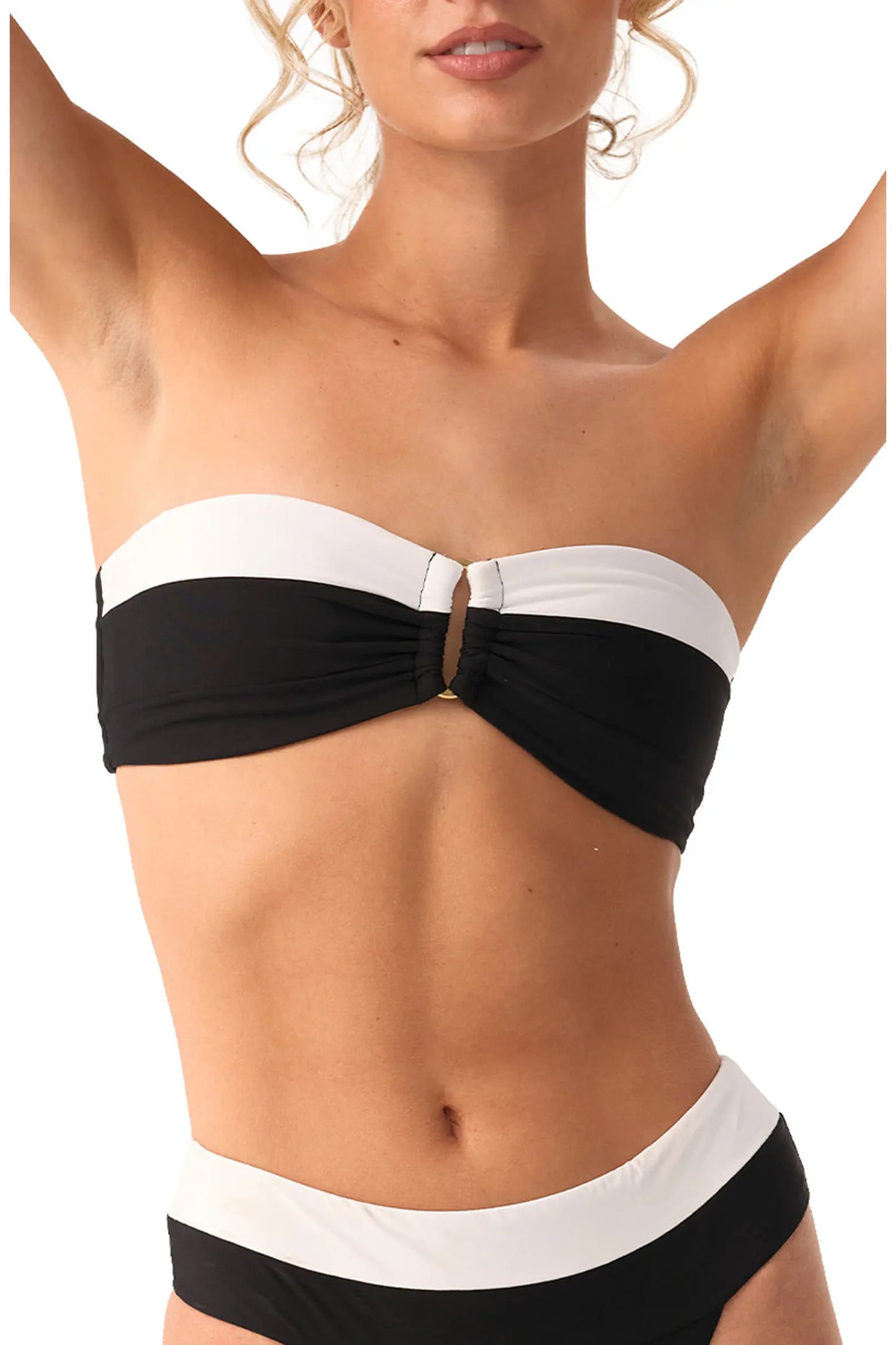 Jet Black Detail Bandeau Bikini Top