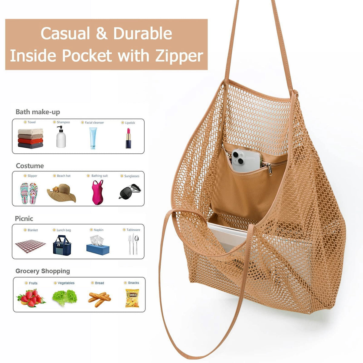 Cut-Out Mesh Beach Tote