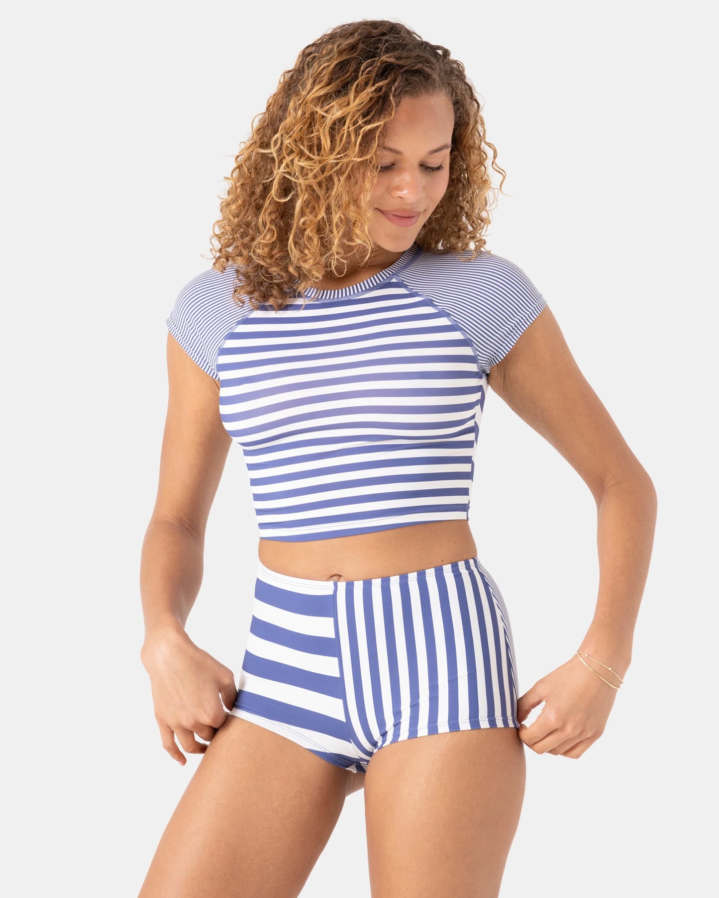 Stripe Out crop rashguard surf shirt by Roxy