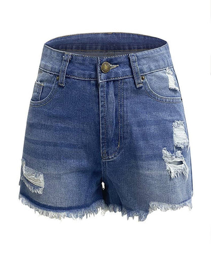 High Waist Distressed Daily Denim Short