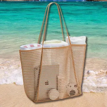 Cut-Out Mesh Beach Tote