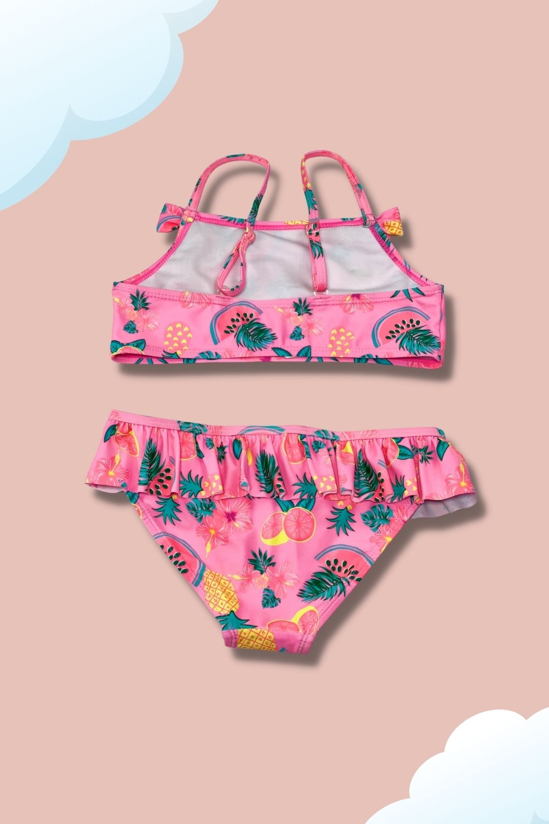Kids Pink Two Piece With Fruit Bikini