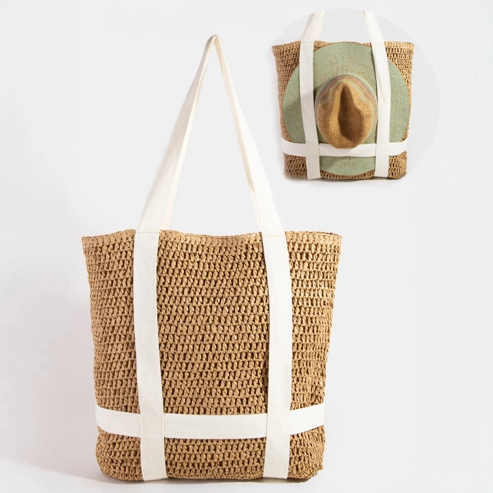 Straw Braided Hat Carrier Tote Bag
