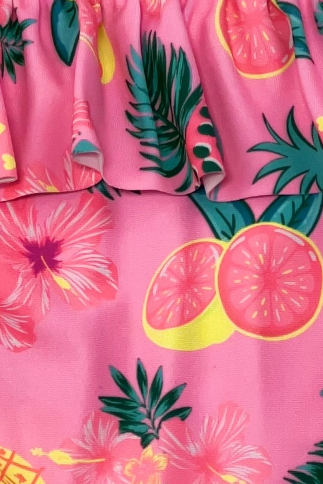 Kids Pink Two Piece With Fruit Bikini