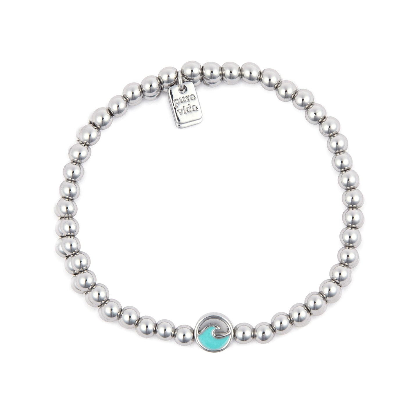 Enamel Wave Ball Bead Stretch Bracelet